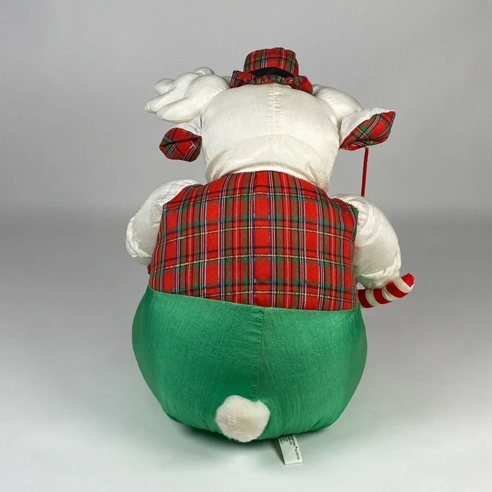 1993 International Silver Co. Holiday Reindeer Plush Nylon Stuffed Animal w Bell